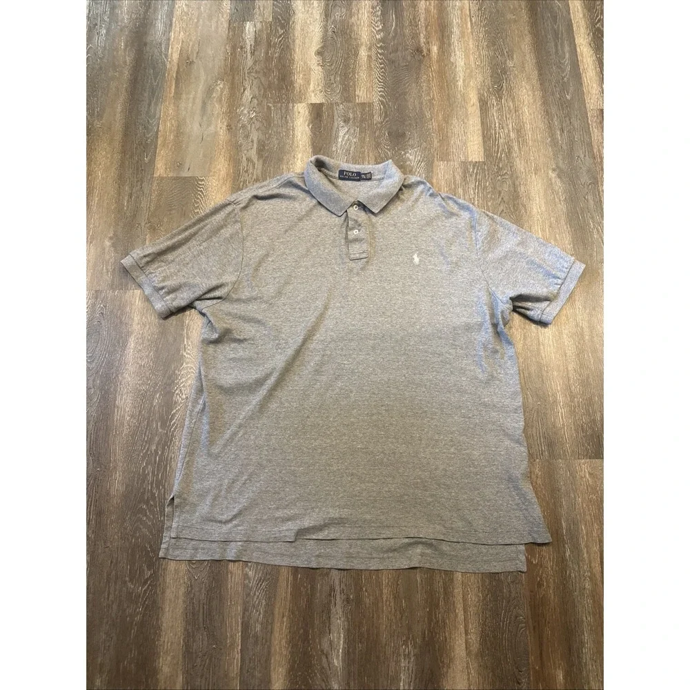 Polo Ralph Lauren Polo Shirt Men's XXL Gray White Pony Rugby Casual Preppy